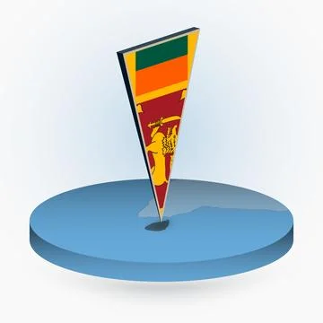 Sri Lanka map in round isometric style with triangular 3D flag of Sri Lanka Stock Illustration