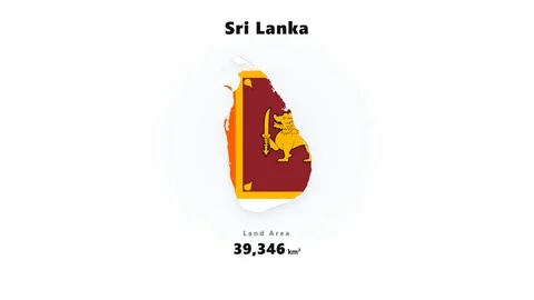 Sri Lanka map silhouette with yellow border, emblem detail, and soft glowing Stock Footage 345647418