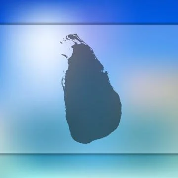 Sri Lanka map. Vector silhouette of Sri Lanka. Blurred background Stock Illustration