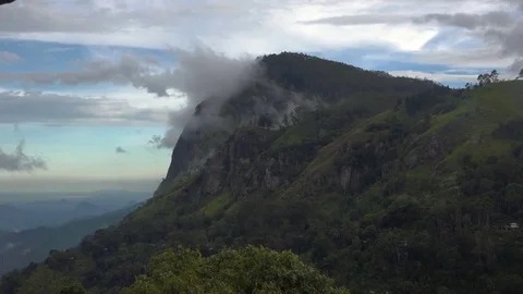Sri Lanka Mountain Scenery - clouds passing over Ella rock Stock Footage 73424197