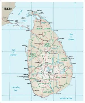 Sri Lanka physiography map Stock Illustration