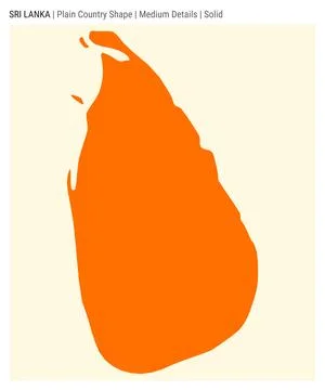 Sri Lanka plain country map. Medium Details. Solid style. Shape of Sri Lank.. Stock Illustration