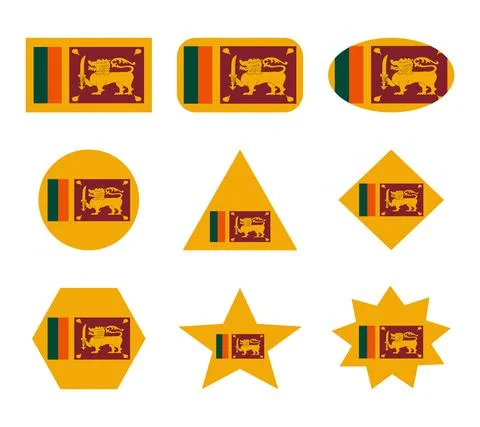 Sri lanka set of flags with geometric shapes Stock Illustration