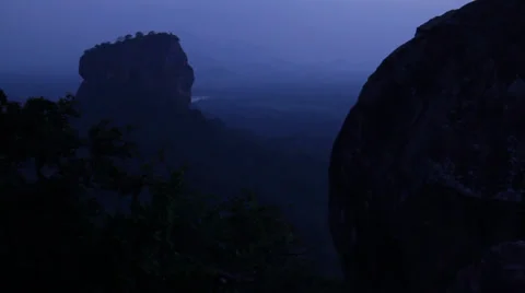 Sri Lanka-static arial of Sigiriya with tilt, down and out Stock Footage 34755612