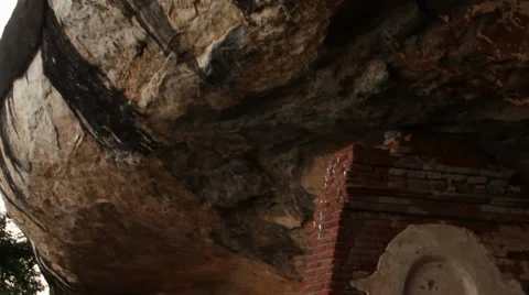 Sri Lanka-Tile down rock to sleeping Budhha on Pidurangala Stock Footage 34790945