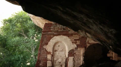Sri Lanka-Tilt down to old temple door Stock Footage 34779592