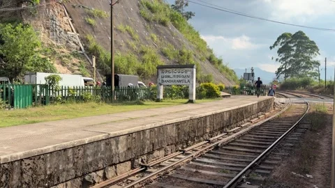Sri Lanka Train Station Platform Empty Railway Scene Stock Footage 333644712