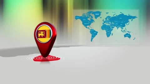 SRI LANKA World Map Pin Location Background Loop 4k Stock Footage 342384730