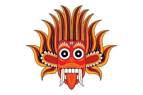 Sri Lankan Dancing Devil mask isolated on white background vector drawing 스톡 일러스트
