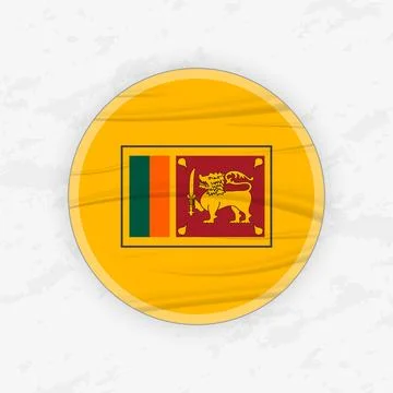 Sri Lankan Flag in a Circular Emblem Design, Abstract Round Sticker Illustr.. 库存插图