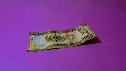 Sri Lankan rupees 5000 note on pink background Stock Photos
