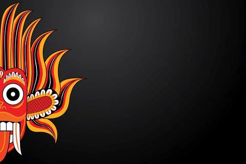 Sri lankan Traditional dancing devil or monster half face drawing digital art Stock-Illustration