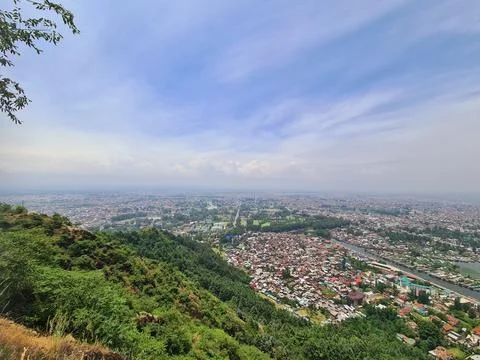Srinagar city top angle view Stock Photos