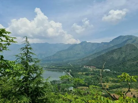 Srinagar city top angle view Stock Photos