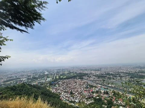 Srinagar city top angle view Stock Photos