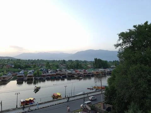 Srinagar city top angle view Stock Photos