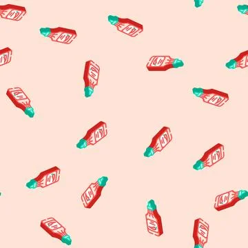 Sriracha condiment isometric icon seamless pattern Stock Illustration