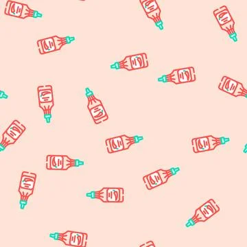 Sriracha condiment vector seamless pattern Illustrazione stock