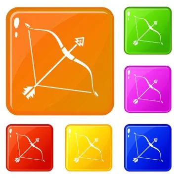 Srong bow icons set vector color 스톡 일러스트