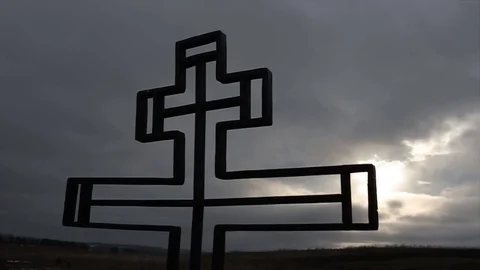 Сross against the sky. Сhurch cross on the background of the twilight sky. Stock Footage 80883182