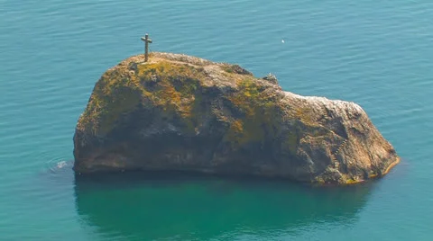 Сross on the top of the island. Stock Footage 27096524