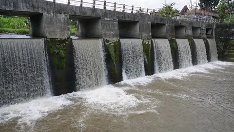 Srowol Bridge with Strong Water Current and Natural Sound Stock Footage 310167253