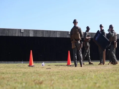 SRT cadets practicing pivot shooting dri... | Stock Video | Pond5