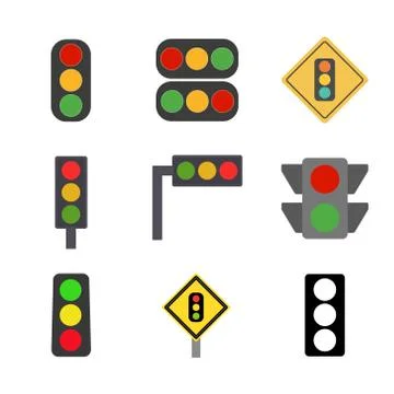 Srt of traffic lights. Flat icon. Vector illustration. For web Stock Illustration