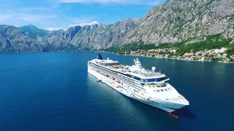 Сruise liner is in the bay Stock Photos
