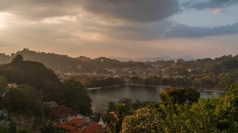 Sry lanka timelapse of kandy city of temple Stock Footage 107899454