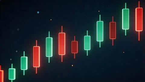 сrypto candlestick chart green red glowing trading background イラスト素材