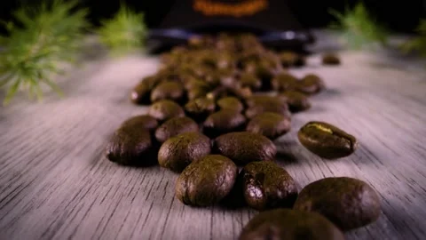 SS Coffee Bag Push with Pine Needles - NR Stock Footage 147945717