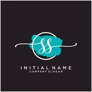 SS Initial handwriting logo design with brush circle Stock Illustration