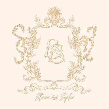 SS initial Wedding Crest Monogram Stock Illustration