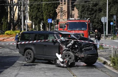 SS Lazio captain Ciro Immobile unscathed after car crash, Rome, Italy - 16 Apr 2 Stock Photos
