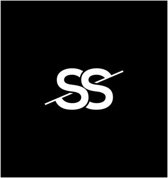 SS monogram with crossing line on black background Stock Illustration