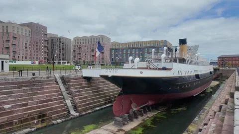 SS Nomadic - Historic Steamship at Hamilton Graving Dock in Belfast. Video stock 338222310