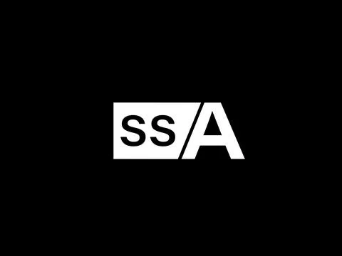 SSA Logo and Graphics design vector art, Icons isolated on black background Stock Illustration