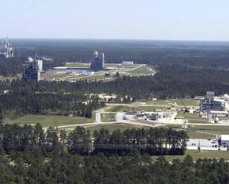 SSC s rocket engine test complex and its four unique test stands provide t... Stock Photos