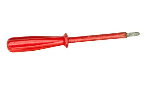 Sscrewdriver tool with red isolation on white Stock Illustration