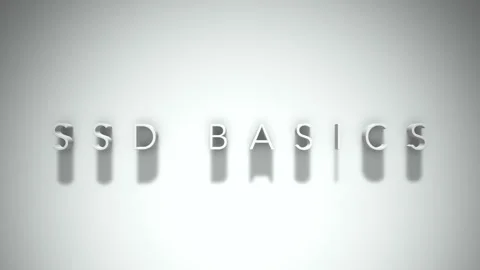 Ssd basics 3D title animation with shadows on a white background 스톡 동영상 297023237