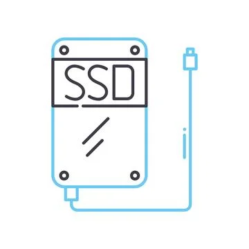 SSD disk drive line icon, outline symbol, vector illustration, concept sign Stock Illustration