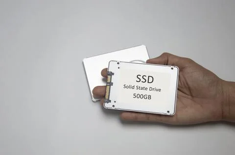 SSD disk drive placed on white background, high speed SSD, SSD sata port Stock Photos