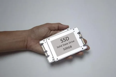 SSD disk drive placed on white background, high speed SSD, SSD sata port Stock Photos
