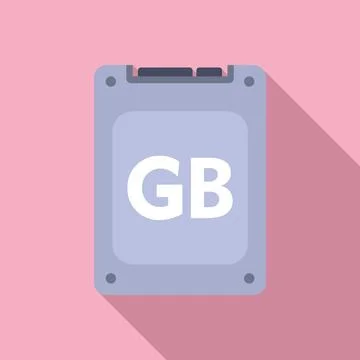 SSD disk icon flat vector. Solid machine memory 스톡 일러스트