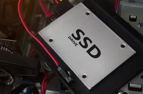 SSD drive with cable. Stock Photos