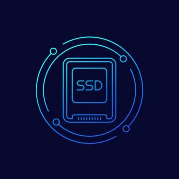 Ssd drive icon, linear design Illustrazione stock