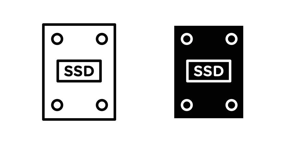 SSD drive icon vector template set in black Stockillustratie
