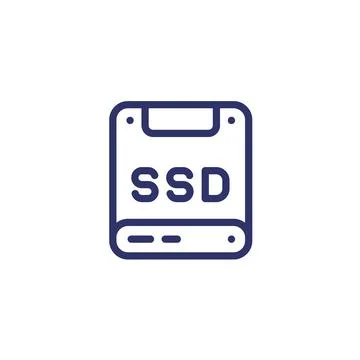 Ssd drive line icon on white Stock Illustration