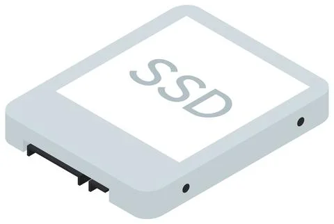 SSD isometric icon, Solid State Drive storage Stock Illustration